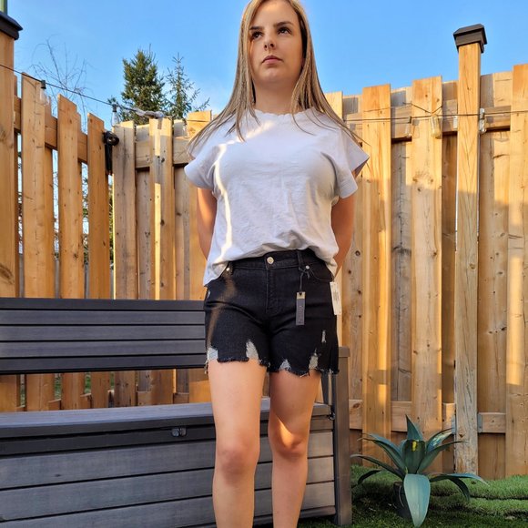 Buffalo David Bitton Black Ripped Shorts - Picture 2 of 7